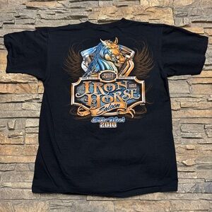 Iron Horse Saloon 2010 Bike Week Shirt Men’s Large Black Horse Fire Vintage Y2K